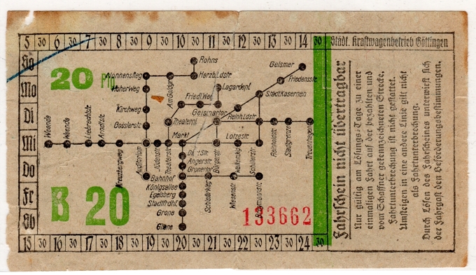 Fahrschein 1928 Vorderseite